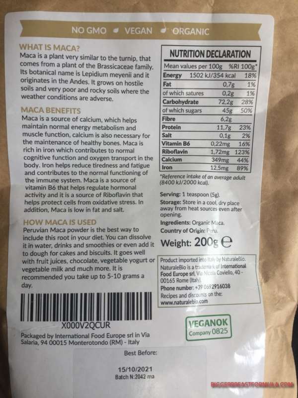 Maca Powder Nutritional Value